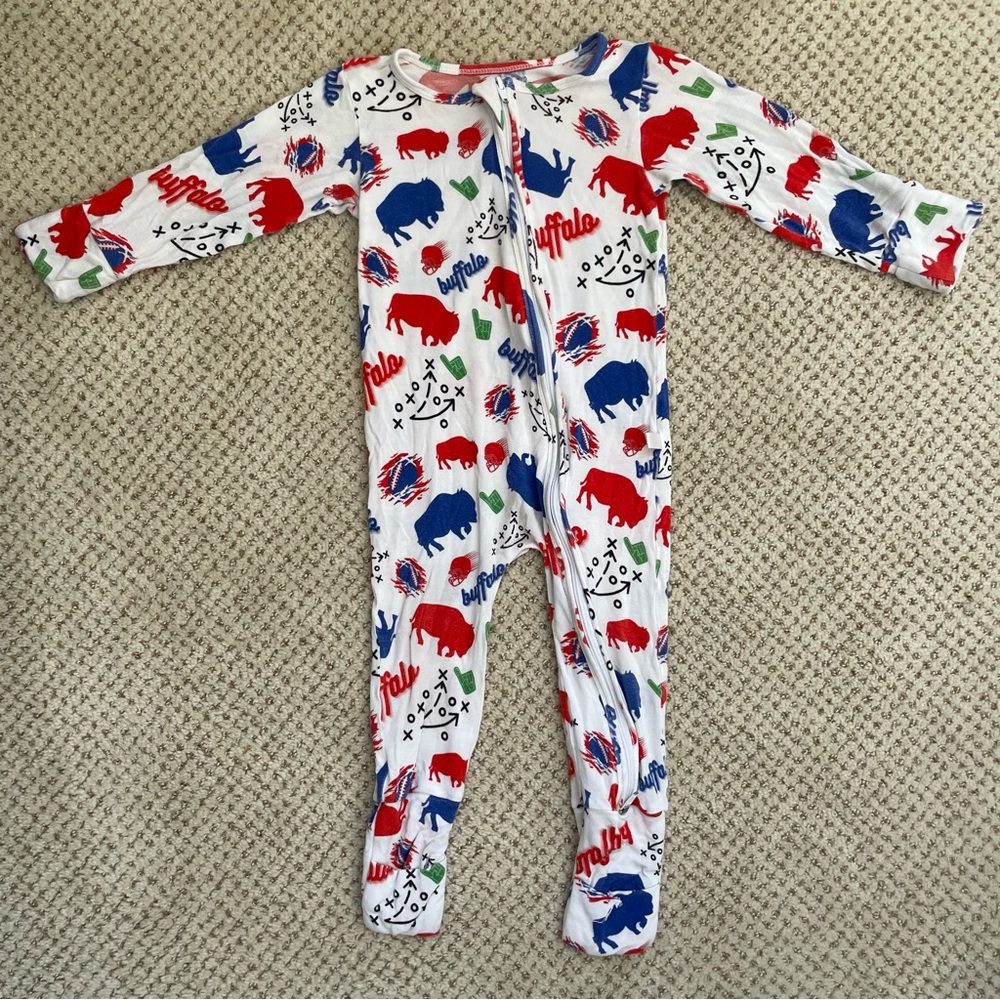Buffalo Baby Bamboo Footie with Bills Print